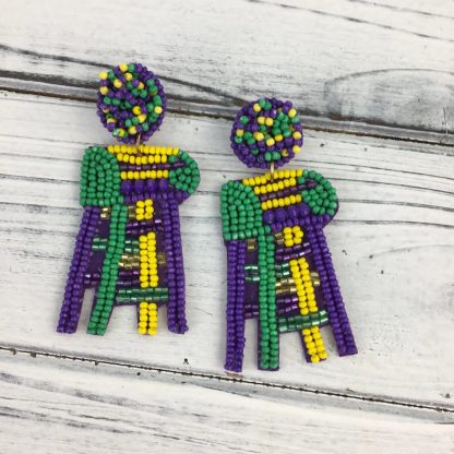 Beaded New Orleans Mardi Gras Ladders Earrings