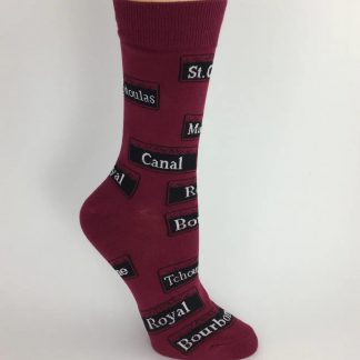 New Orleans Maroon Street Sign Socks