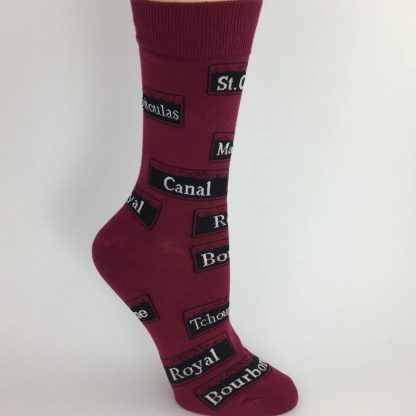 New Orleans Maroon Street Sign Socks